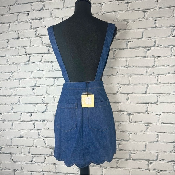 Smak Parlour Unique Vintage NWT NEW Denim Scallop Hem Suspender Mini Skirt Small - Picture 6 of 16